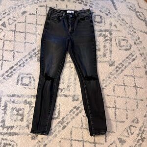 Vervet Black Wash Distressed 5-Button Skinny Jeans SIZE 27/5- Excellent Cond.